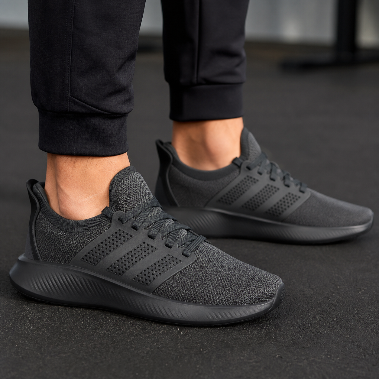 נעלי ספורט adidas CLOUDFOAM CUXION RAPIDFIT שחור על הרגל