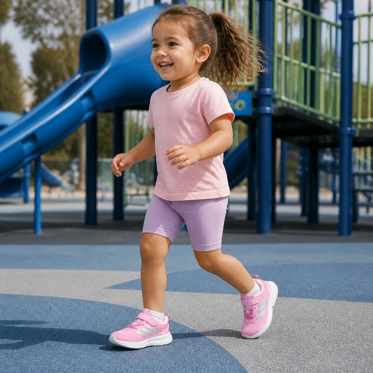 נעלי תינוקות adidas RUNFALCON 6 EL I ורוד על הרגל