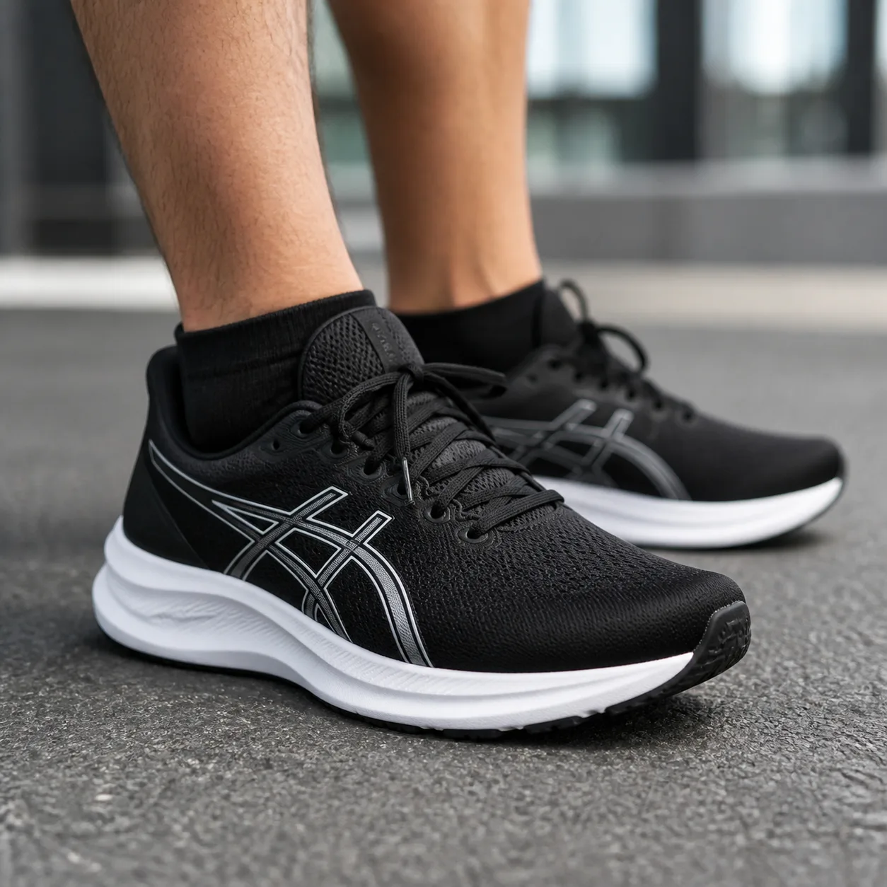 נעלי ריצה לגברים ASICS GEL-PULSE 17 שחור/אפור על הרגל