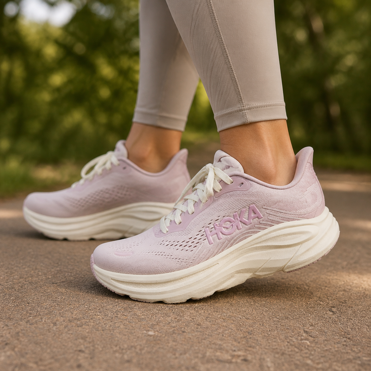 נעלי ריצה לנשים HOKA CLIFTON 11 GLM ורוד על הרגל