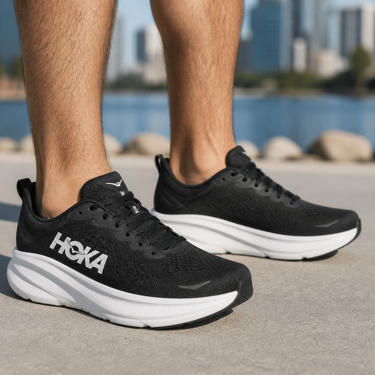 נעלי ריצה לגברים HOKA Clifton 11 Wide BWHT lifestyle