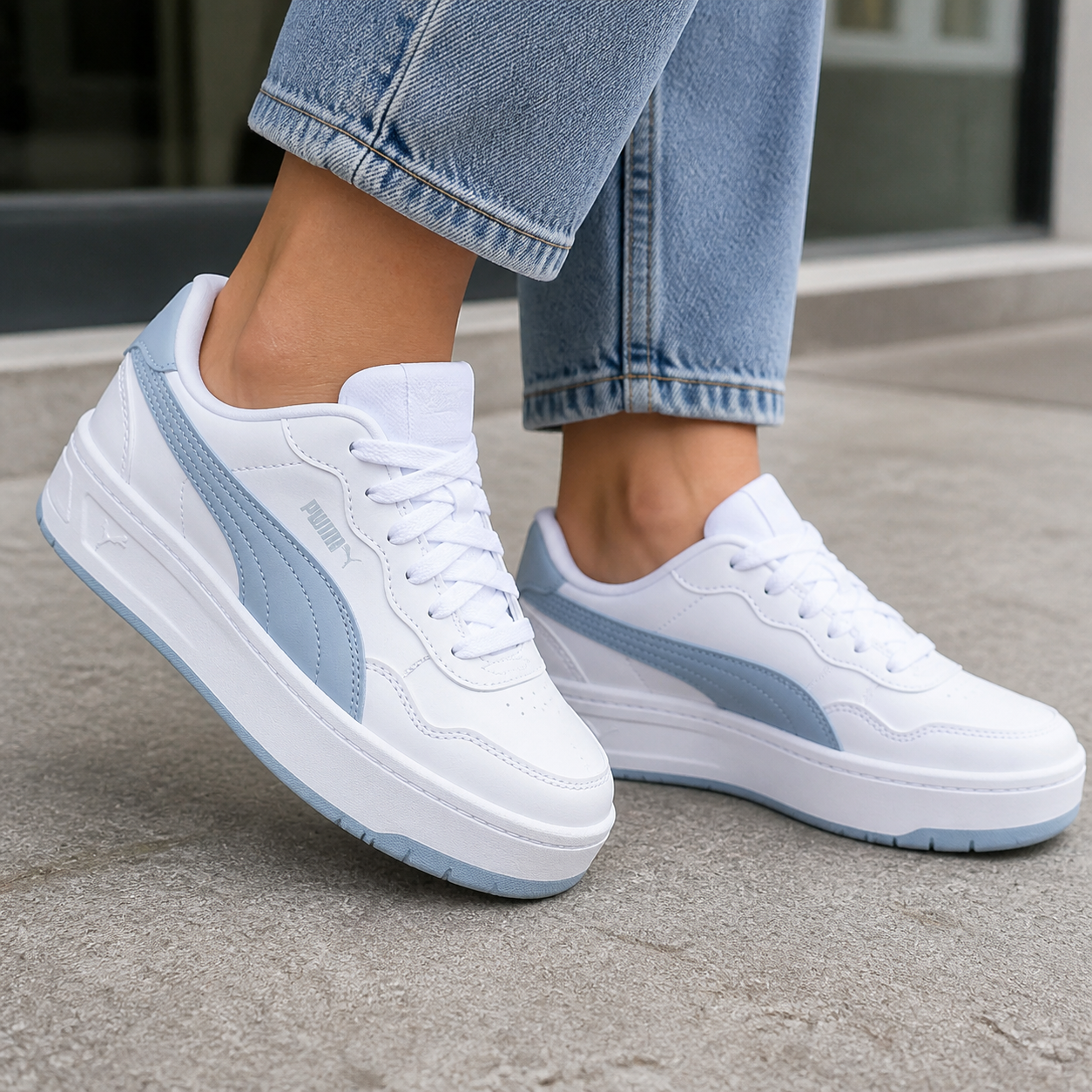 נעלי ספורט נשים PUMA Court Lally Skye לבן/תכלת lifestyle
