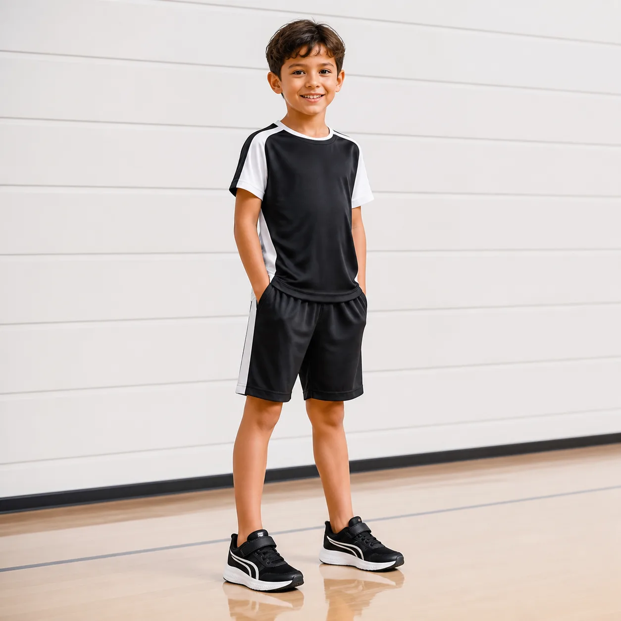 נעלי ילדים Puma Skyrocket 2 AC+ PS שחור/לבן על הרגל
